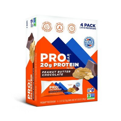 PROBAR Peanut Butter Chocolate Protein Bar - 10oz/4pk: 20g Protein, Chewy Texture