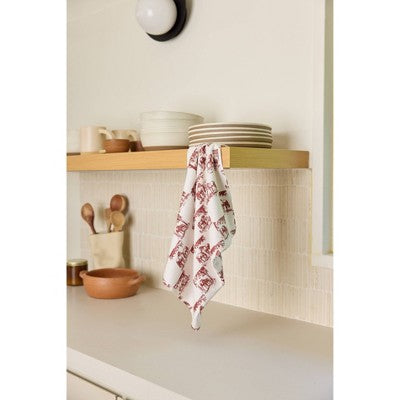 Geometry Kitchen Tea Towel Horse Check Cream