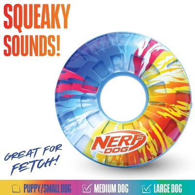 NERF TPR Color Blast Squeak Dog Ring Toys