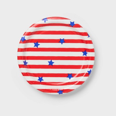 20ct 7" 4th of July USA Americana Stars and Stripes Snack Paper Plates - Spritz