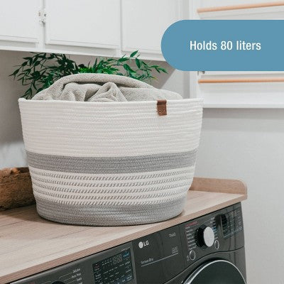 CleverMade XL Rope Basket Stone Gray