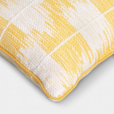 14"x20" Ikat Woven Lumbar Pillow Ivory/Yellow - Threshold