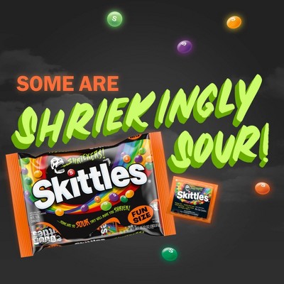 Skittles Shriekers Halloween Sour Candy Fun Size Bag - 10.72oz