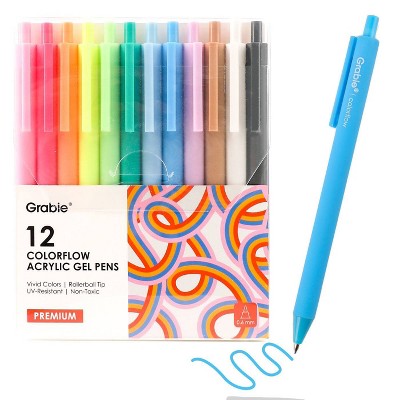 Grabie 12ct Retractable Colorflow Acrylic Gel Pens