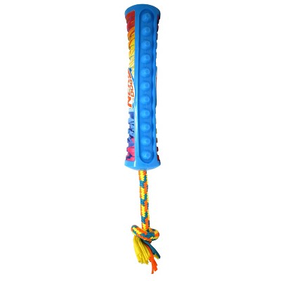 NERF 2.7 inch TPR Color Blast Squeak Stick with T-Shirt Rope Dog Toys