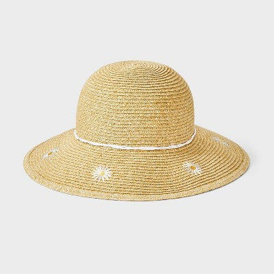 Toddler Girls' Daisy Straw Floppy Hat - Cat & Jack Heather Beige 2T-5T