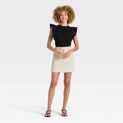 Women's Tailored Mini A-Line Skirt - A New Day Cream L