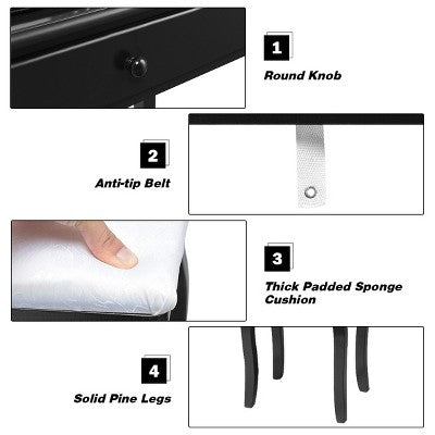 Costway Vanity Table 10 Dimmable Bulbs Makeup Dressing Desk Black (LOCAL PICKUP ONLY)