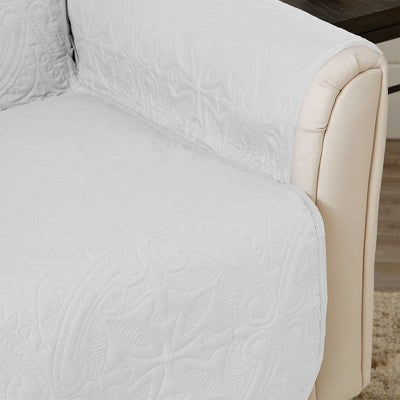 Reversible Quilted Sofa Furniture Protector - Great Bay Home(Recliner, White / Stone Gray)