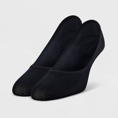 Peds Women's 2pk Extended Size Microfiber Liner Socks - Black 8-12