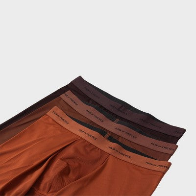 Pair of Thieves Men's 3pk Quick Dry Poly Boxer Briefs - Brown XL: Tagless, Full Waistband Elastic, Flat Seams, Knit Fabric