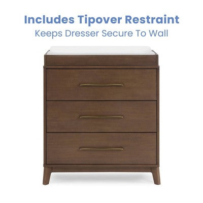 Delta Children Spencer 3 Drawer Dresser with Changing Top - Teak Brown (LOCAL PICKUP ONLY)