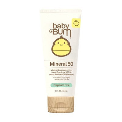 Baby Bum Mineral Sunscreen Lotion - SPF 50 - 3oz: No Fragrance, Paraben-Free, Vegan, Oxybenzone-Free