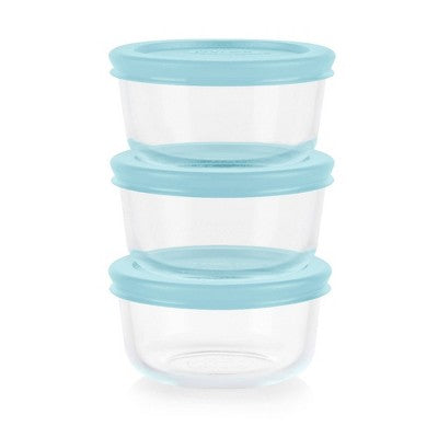 Pyrex 6pc 1c Round Food Storage Container Set Ocean Mist