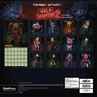 DateWorks 12"x12" 2026 Five Nights at Freddy's Wall Calendar