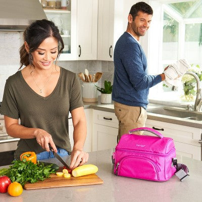 Bentgo Deluxe Lunch Bag, Durable & Insulated Bag, Internal Mesh Pocket & 2-Way Zippers - Purple