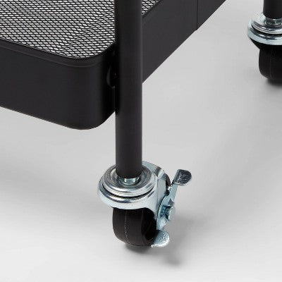 3 Tier Pegboard Cart Black - Brightroom