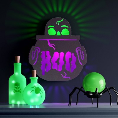 12" Cauldron/Boo Backlit Sign with Purple and Green LEDs - Hyde and EEK! Boutique