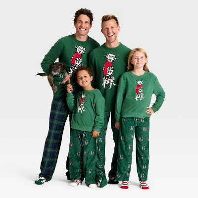 Toddler 2pk Cozy Christmas Dalmatian & Striped Crew Socks with Gift Card Holder - Wondershop Dark Green/Red 2T-3T