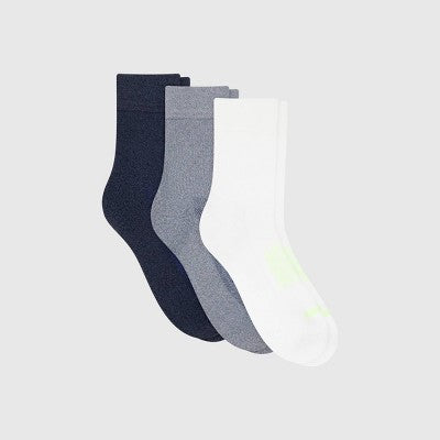 Hanes Men's Absolute Run Crew Socks 3pk - Black/White/Gray 6-12