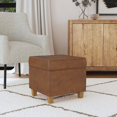 Cole Classics Square Storage Ottoman with Lift Off Top Brown - HomePop (LOCAL PICKUP ONLY)