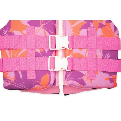 Speedo Junior Life Jacket Vest - Pink/Purple/Orange: Youth Size, Zipper & Buckle Closure, 55-88 lbs