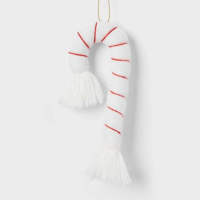 Fabric Candy Cane Christmas Tree Ornament White - Wondershop