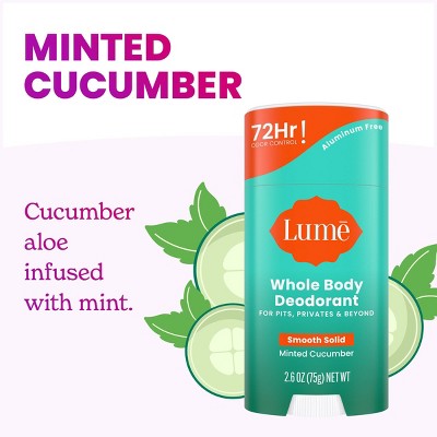 Lume Solid Antiperspirant & Deodorant Stick - Minted Cucumber - 2.6oz: Baking Soda-Free, Aluminum-Free, Paraben-Free, Vegan