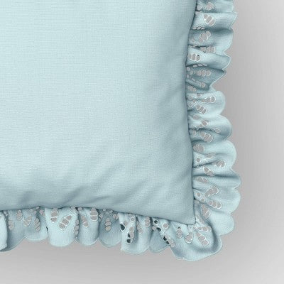 26"x26" Eyelet Ruffle Outdoor Throw Pillow Blue - Threshold designed with Studio McGee