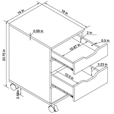 Loring Rolling Cabinet White - Threshold: Mobile Office Furniture Set with Drawers (LOCAL PICKUP ONLY)