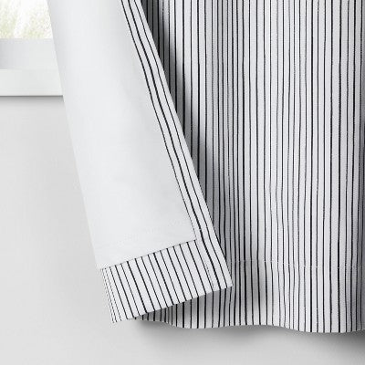 42"W x 84"L Irregular Mini Striped Kids' Blackout Window Curtain Panel Black - Pillowfort