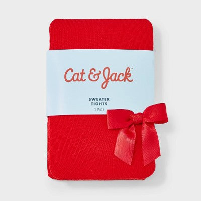 Baby Girls' Christmas Bow Fashion Tights - Cat & Jack Red 6-12M