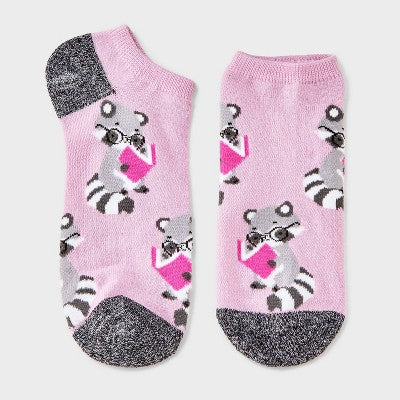 Women's Studious Raccoon Low Cut Socks - Purple 4-10