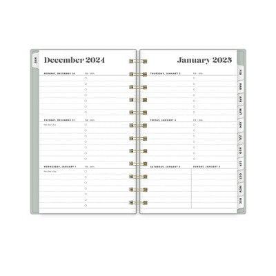 The Everygirl Planner 2025 Weekly/Monthly Planner 6.3"x4.33" Wirebound Solid Soft Sage: Adult Stationery, Calendar, Tabs