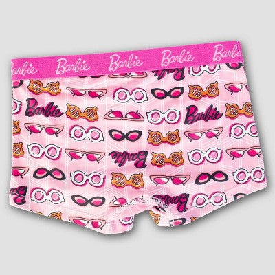 Girls' Barbie 4pk Underwear - 10: Classic Patterns, Knit Boy Shorts, Lightweight Fabric