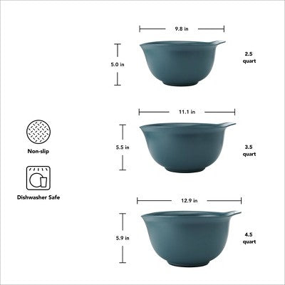 KitchenAid Set of 3 Mixing Bowls Agave