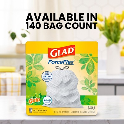 Glad ForceFlex Drawstring Trash Bags - Gain Original - 13gal/140ct