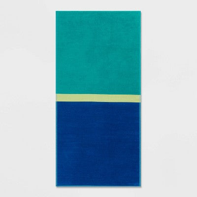 XL 'WOW' Reversible Beach Towel Green/Blue/Lime - Sun Squad