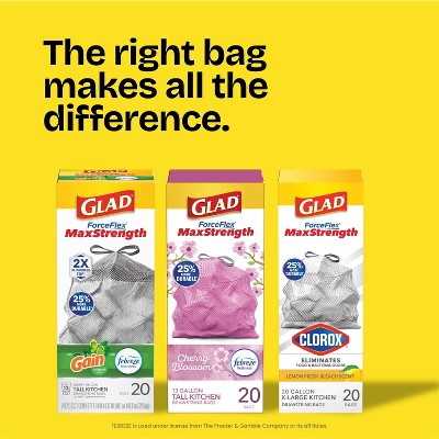 Glad ForceFlex MaxStrength Drawstring LeakGuard Trash Bags - Fresh Air - 13 Gallon - 45ct