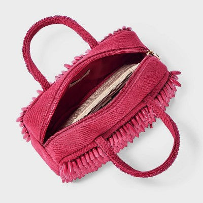 Hand Beaded Fringe Satchel Mini Bag - A New Day Pink