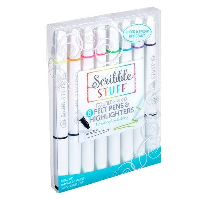 Scribble Stuff 8ct Doubled Ended Highlighter Marker/Fine Tip Pen