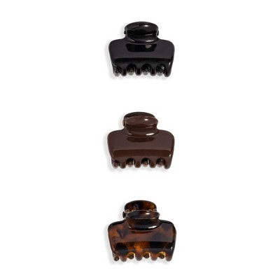 Kitsch Small Cloud Claw Clips - Black - Chocolate - Tort 3pk: For All Hair Types, Recycled Material