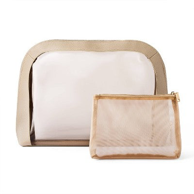 Sonia Kashuk Large Travel Makeup And Toiletry Bag Set - 2pc - Tan With Window