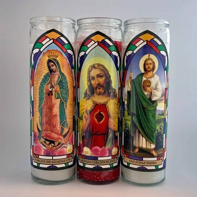 Jar Candle Virgen De Guadalupe White - Continental Candle