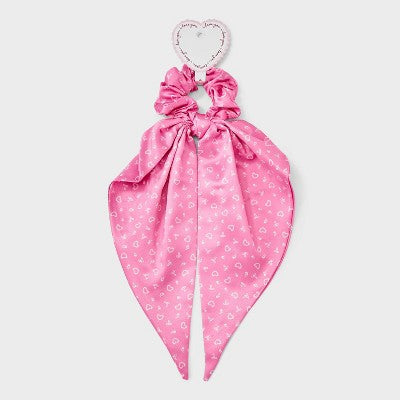 Valentines Rose Heart Bow Printed Twister with Tails - Pink