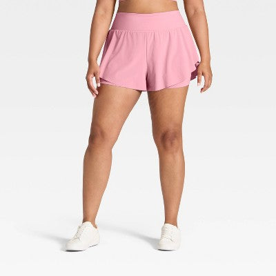 Women's Active Light High-Rise Flutter Run Shorts 3" XXL