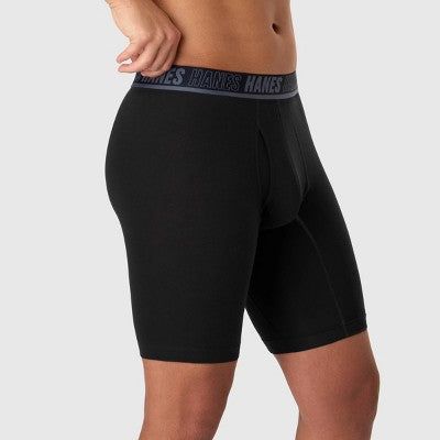 Hanes Men's Anti-Chafe Long Leg Boxer Briefs 3pk - Black/Gray/Blue M
