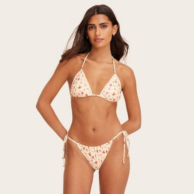 Women's Eyelet Trim Bikini Top - Parke x Target Cream Floral M