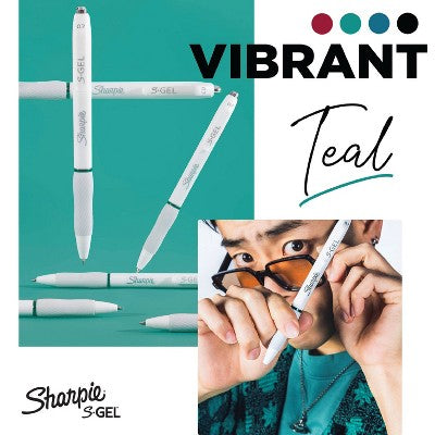 Sharpie 4pk S-Gel Pens White Barrel 0.7mm Vivid Teal Ink