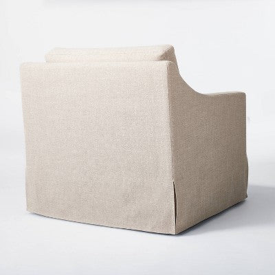 Vivian Park Upholstered Swivel Chair Mushroom Linen - Threshold designed with Studio McGee: Comfortable Accent Furniture (LOCAL PICKUP ONLY)